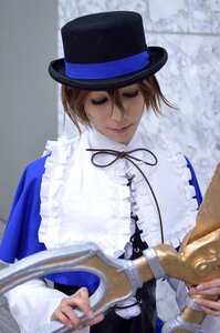 Rating: Safe Score: 0 Tags: 1girl blue_dress blue_headwear blurry brown_hair closed_eyes closed_mouth depth_of_field dress frills hat lips long_sleeves photo ribbon short_hair smile solo souseiseki top_hat upper_body User: admin