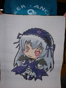 Rating: Safe Score: 0 Tags: 1girl black_wings blush chibi choker dress elbow_gloves flower image long_hair photo rose simple_background smile solo suigintou traditional_media wings User: admin