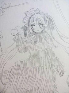 Rating: Safe Score: 0 Tags: 1girl auto_tagged dress gothic_lolita hat image lolita_fashion long_hair long_sleeves looking_at_viewer monochrome shinku sketch smile solo suigintou very_long_hair User: admin
