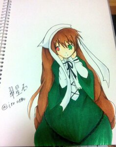 Rating: Safe Score: 0 Tags: 1girl bangs brown_hair closed_mouth dated dress frills green_dress green_eyes head_scarf heterochromia image long_hair long_sleeves looking_at_viewer red_eyes solo suiseiseki very_long_hair User: admin