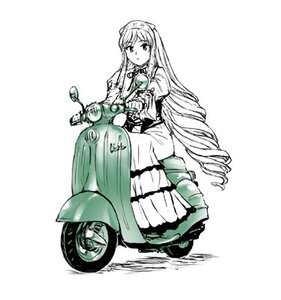 Rating: Safe Score: 0 Tags: 1girl dress drill_hair full_body ground_vehicle image long_hair long_sleeves monochrome motor_vehicle motorcycle ringlets simple_background solo suiseiseki very_long_hair white_background User: admin