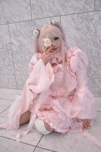 Rating: Safe Score: 0 Tags: 1girl dress flower frills hair_flower hair_ornament kirakishou lips lolita_fashion long_hair pink_hair sitting solo thighhighs white_legwear User: admin