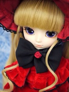 Rating: Safe Score: 0 Tags: 1girl bangs blonde_hair blue_eyes bow bowtie doll dress flower long_hair looking_at_viewer photo red_rose rose shinku smile solo upper_body User: admin