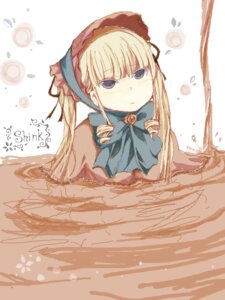 Rating: Safe Score: 0 Tags: 1girl bangs blonde_hair blue_eyes bonnet bow bowtie dress flower image long_hair long_sleeves looking_at_viewer shinku solo twintails water_drop User: admin