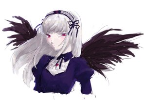 Rating: Safe Score: 0 Tags: 1girl black_wings blush dress feathered_wings feathers hairband image juliet_sleeves long_hair long_sleeves looking_at_viewer puffy_sleeves red_eyes silver_hair simple_background solo suigintou upper_body white_background wings User: admin