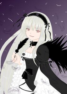 Rating: Safe Score: 0 Tags: 1girl black_dress black_ribbon black_wings detached_collar dress feathered_wings feathers flower frills hairband image juliet_sleeves long_hair long_sleeves looking_at_viewer ribbon silver_hair sky smile solo star_(sky) suigintou very_long_hair wings User: admin