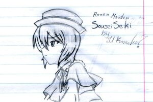 Rating: Safe Score: 0 Tags: 1girl hat image monochrome profile short_hair smile solo souseiseki striped upper_body User: admin