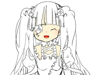 Rating: Safe Score: 0 Tags: 1girl :d closed_eyes detached_collar dress facing_viewer flower hair_flower image kirakishou long_hair open_mouth simple_background smile solo twintails upper_body white_background white_hair User: admin