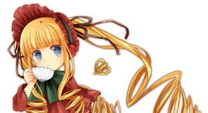 Rating: Safe Score: 0 Tags: 1girl bangs blonde_hair blue_eyes blush bonnet bow bowtie cup drill_hair food heart image long_hair long_sleeves looking_at_viewer shinku sidelocks simple_background solo twin_drills twintails white_background User: admin