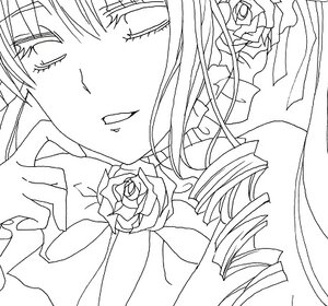 Rating: Safe Score: 0 Tags: 1girl drill_hair flower image lineart long_hair monochrome ringlets rose shinku solo User: admin