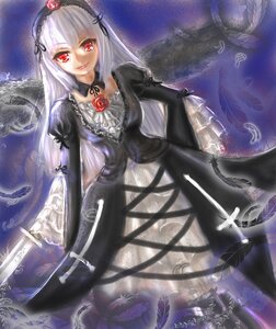 Rating: Safe Score: 0 Tags: 1girl black_dress black_wings dress feathers flower frills hairband image juliet_sleeves long_hair long_sleeves looking_at_viewer puffy_sleeves red_eyes silver_hair solo suigintou wings User: admin