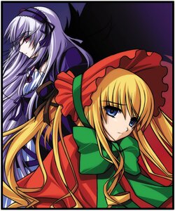 Rating: Safe Score: 0 Tags: 2girls black_wings blonde_hair blue_eyes bow dress frills hairband image long_hair long_sleeves looking_at_viewer multiple_girls pair red_dress shinku silver_hair simple_background suigintou wings User: admin