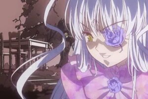 Rating: Safe Score: 0 Tags: 1girl barasuishou blue_flower blue_rose eyepatch flower grin image looking_at_viewer rose silver_hair smile solo yellow_eyes User: admin