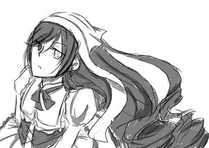 Rating: Safe Score: 0 Tags: 1girl bangs bow earrings eyebrows_visible_through_hair floating_hair greyscale hair_between_eyes hat image jewelry long_hair looking_at_viewer monochrome parted_lips simple_background sketch solo suiseiseki upper_body very_long_hair white_background User: admin