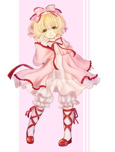 Rating: Safe Score: 0 Tags: 1girl blonde_hair bloomers bow cross-laced_footwear dress frills full_body green_eyes hair_bow hina_ichigo hinaichigo image long_sleeves looking_at_viewer red_footwear ribbon shoes short_hair smile solo striped striped_background underwear white_legwear User: admin