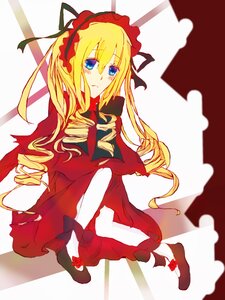 Rating: Safe Score: 0 Tags: 1girl black_legwear blonde_hair blue_eyes blush bow dress drill_hair hairband image long_hair long_sleeves looking_at_viewer red_dress ribbon shadow shinku silhouette solo twin_drills twintails User: admin