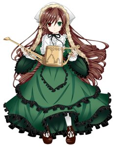 Rating: Safe Score: 0 Tags: 1girl brown_hair dress frills full_body green_dress green_eyes hat head_scarf heterochromia image long_hair long_sleeves looking_at_viewer red_eyes ribbon simple_background solo suiseiseki very_long_hair watering_can white_background User: admin