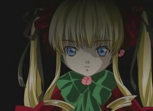 Rating: Safe Score: 0 Tags: 1girl bangs blonde_hair blue_eyes bow bowtie expressionless flower green_bow image long_hair looking_at_viewer pink_rose rose shinku sidelocks simple_background solo twintails User: admin