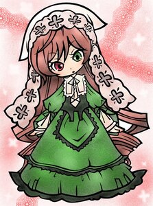 Rating: Safe Score: 0 Tags: 1girl brown_hair dress frills full_body green_dress green_eyes heterochromia image long_hair long_sleeves looking_at_viewer red_eyes solo standing suiseiseki very_long_hair User: admin