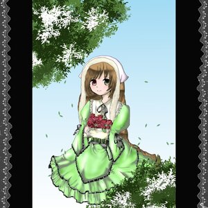 Rating: Safe Score: 0 Tags: 1girl brown_hair dress flower frills green_dress green_eyes head_scarf heterochromia image long_hair long_sleeves looking_at_viewer red_eyes rose smile solo suiseiseki very_long_hair watering_can User: admin