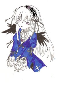 Rating: Safe Score: 0 Tags: 1girl bangs black_ribbon black_wings dress eyebrows_visible_through_hair feathered_wings feathers flower frills hairband image juliet_sleeves long_hair long_sleeves looking_at_viewer pink_eyes ribbon rose simple_background solo suigintou white_background wings User: admin