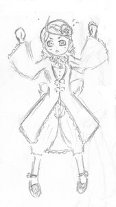 Rating: Safe Score: 0 Tags: 1girl dress flower frills full_body greyscale hair_ornament image kanaria long_sleeves monochrome sketch solo standing User: admin