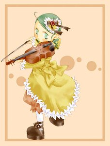 Rating: Safe Score: 0 Tags: 1girl bow bow_(instrument) dress full_body green_hair image instrument kanaria music solo standing violin wings yellow_dress User: admin