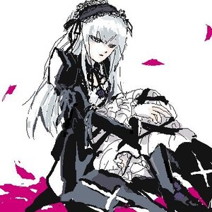 Rating: Safe Score: 0 Tags: 1girl dress frills hairband image long_hair long_sleeves looking_at_viewer oekaki rose sitting solo suigintou wings User: admin