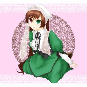 Rating: Safe Score: 0 Tags: 1girl blush brown_hair dress frills green_dress green_eyes head_scarf heterochromia image long_hair long_sleeves looking_at_viewer red_eyes sitting solo suiseiseki very_long_hair User: admin