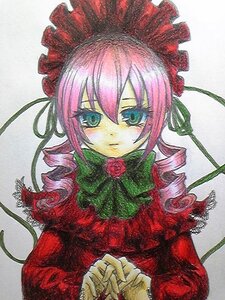 Rating: Safe Score: 0 Tags: 1girl blush bow dress drill_hair flower frills image long_hair long_sleeves looking_at_viewer marker_(medium) pink_hair red_dress red_flower rose shinku simple_background solo traditional_media twin_drills twintails upper_body User: admin