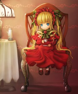 Rating: Safe Score: 0 Tags: 1girl bangs black_footwear blonde_hair blue_eyes blunt_bangs bonnet boots bow bowtie capelet chair coffee_pot commentary_request cross-laced_footwear cup curly_hair curtains dress flower foot_dangle full_body green_bow hair_ribbon holding holding_cup image indoors kome_(okome-smile) lamp long_dress long_hair long_sleeves looking_at_viewer pantyhose petite photoshop_(medium) red_capelet red_dress ribbon rose rozen_maiden saucer shinku shoe_flower shoes sidelocks sitting solo table tablecloth teacup twintails very_long_hair wallpaper_(object) User: admin