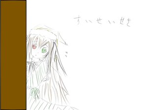 Rating: Safe Score: 0 Tags: 1girl bangs blush dress flying_sweatdrops green_eyes image long_hair long_sleeves looking_at_viewer ribbon simple_background solo striped suiseiseki very_long_hair white_background white_dress User: admin
