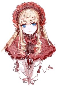 Rating: Safe Score: 0 Tags: 1girl blonde_hair blue_eyes bow bowtie capelet closed_mouth dress image long_hair long_sleeves looking_at_viewer shinku simple_background sketch solo striped white_background User: admin