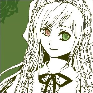 Rating: Safe Score: 0 Tags: 1girl :3 auto_tagged closed_mouth green_background green_theme image monochrome portrait smile solo suiseiseki User: admin