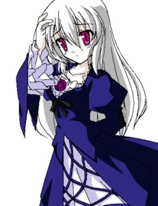 Rating: Safe Score: 0 Tags: 1girl dress flower frills hand_on_own_head image juliet_sleeves kasalelia long_hair long_sleeves looking_at_viewer pale_skin pink_eyes puffy_sleeves rose rozen_maiden silver_hair simple_background solo suigintou white_background User: admin