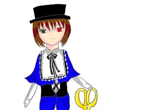 Rating: Safe Score: 0 Tags: 1girl blue_dress capelet dress green_eyes hat heterochromia image long_sleeves looking_at_viewer red_eyes ribbon short_hair simple_background smile solo souseiseki top_hat white_background User: admin