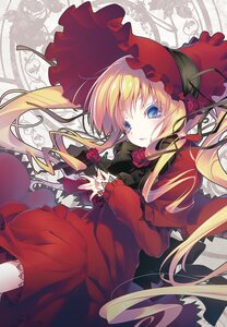 Rating: Safe Score: 0 Tags: 1girl blonde_hair blue_eyes bonnet bow bowtie capelet commentary_request dress flower gothic_lolita hat highres image lolita_fashion long_hair long_sleeves looking_at_viewer nilitsu plant red_capelet red_dress red_flower red_rose rose rozen_maiden shinku solo twintails very_long_hair vines User: admin