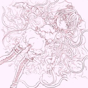 Rating: Safe Score: 0 Tags: 1girl breasts cross-laced_footwear image kirakishou lineart long_hair long_sleeves looking_at_viewer monochrome pink_theme smoke solo very_long_hair User: admin