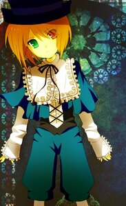 Rating: Safe Score: 0 Tags: 1girl blonde_hair blue_dress capelet dress expressionless flower frills green_dress green_eyes hat heterochromia image long_sleeves looking_at_viewer red_eyes ribbon short_hair solo souseiseki standing User: admin