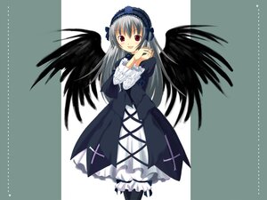 Rating: Safe Score: 0 Tags: 1girl black_dress black_wings blush cross dress frills hairband image juliet_sleeves lolita_fashion lolita_hairband long_hair long_sleeves looking_at_viewer red_eyes silver_hair smile solo suigintou tongue_out wings User: admin