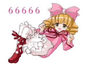 Rating: Safe Score: 0 Tags: 1girl :d blonde_hair bloomers bow dress frills full_body green_eyes hair_bow hina_ichigo hinaichigo image long_sleeves looking_at_viewer open_mouth pink_bow pink_footwear red_footwear ribbon shoes short_hair smile solo striped underwear white_background white_legwear User: admin