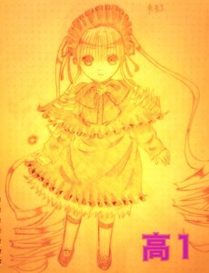 Rating: Safe Score: 0 Tags: 1girl bow bowtie dress drill_hair frills full_body image kneehighs long_hair long_sleeves looking_at_viewer monochrome shinku solo standing twintails very_long_hair yellow_theme User: admin