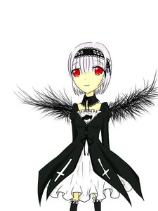 Rating: Safe Score: 0 Tags: 1girl arm_at_side bangs closed_mouth dress eyebrows_visible_through_hair frills full_body hairband image juliet_sleeves long_sleeves looking_at_viewer puffy_sleeves red_eyes simple_background smile solo standing suigintou white_background User: admin