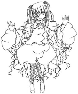 Rating: Safe Score: 0 Tags: 1girl boots cross-laced_footwear dress eyepatch full_body greyscale hair_ornament image kirakishou lace-up_boots lineart long_hair long_sleeves looking_at_viewer monochrome smile solo two_side_up wide_sleeves User: admin