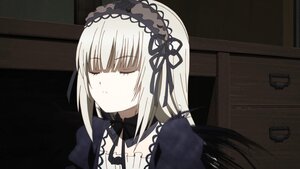 Rating: Safe Score: 0 Tags: 1girl bangs black_dress black_ribbon closed_eyes closed_mouth detached_collar dress eyebrows_visible_through_hair gothic_lolita hairband image lolita_fashion long_hair ribbon silver_hair solo suigintou User: admin