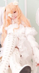 Rating: Safe Score: 0 Tags: 1girl blonde_hair blurry depth_of_field dress flower hair_flower hair_ornament lips long_hair photo sitting solo white_flower User: admin