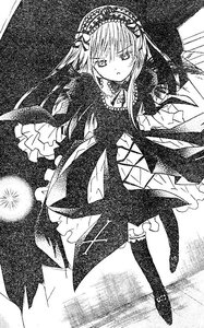 Rating: Safe Score: 0 Tags: 1girl boots dress eyebrows_visible_through_hair floating_hair flower frills greyscale hairband image lolita_hairband long_hair long_sleeves looking_at_viewer monochrome ribbon solo standing suigintou traditional_media User: admin