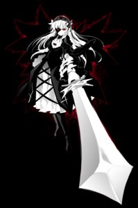 Rating: Safe Score: 0 Tags: 1girl black_legwear dress frills full_body gothic_lolita hairband holding image lolita_fashion lolita_hairband long_hair long_sleeves red_eyes solo suigintou very_long_hair weapon User: admin