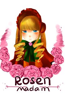 Rating: Safe Score: 0 Tags: 1girl bangs blonde_hair blue_eyes blush bonnet bow bowtie drill_hair flower image long_hair looking_at_viewer pink_flower pink_rose rose shinku sidelocks solo twintails User: admin