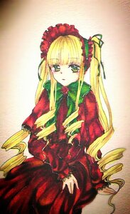 Rating: Safe Score: 0 Tags: 1girl blonde_hair bow bowtie dress drill_hair green_eyes image long_hair long_sleeves looking_at_viewer rose shinku sitting solo traditional_media twin_drills twintails very_long_hair User: admin